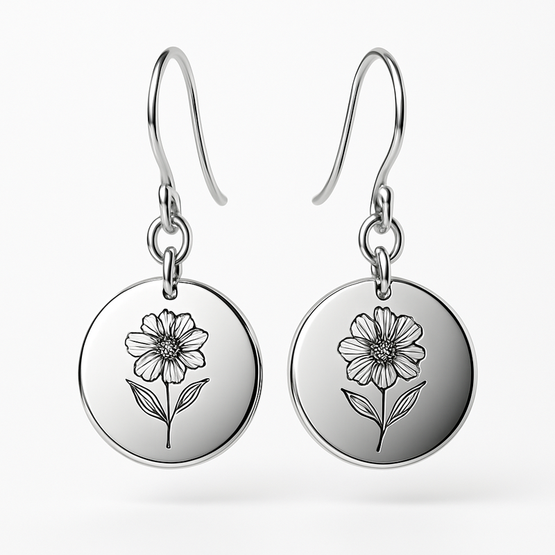 Custom Stainless Steel Birth Flower Earrings: The Perfect Floral Drop Dangle Earrings for Your Wholesale Jewelry Business