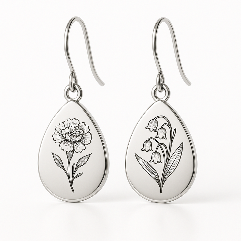 Boost Your Jewelry Line with Custom Stainless Steel Birth Flower Earrings: Personalized Birth Month Floral Dangle Earrings and Custom Floral Drop Earrings Stainless Steel for Wholesale Growth
