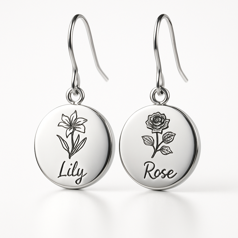 Custom Stainless Steel Birth Flower Earrings: A Trendy Option for Personalized Stainless Steel Flower Jewelry and Birth Month Floral Drop Dangle Earrings