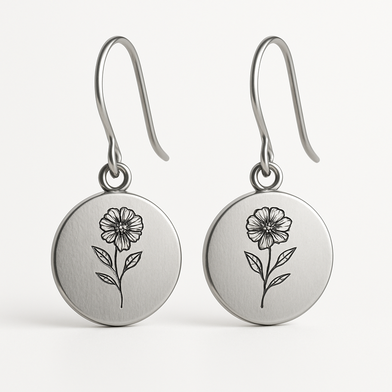 Custom Stainless Steel Birth Flower Earrings: The Perfect Personalized Birth Month Floral Dangle Earrings for Your Business