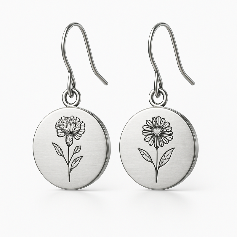 Custom Stainless Steel Birth Flower Earrings: Wholesale Solutions for Personalized Birth Month Floral Drop Jewelry