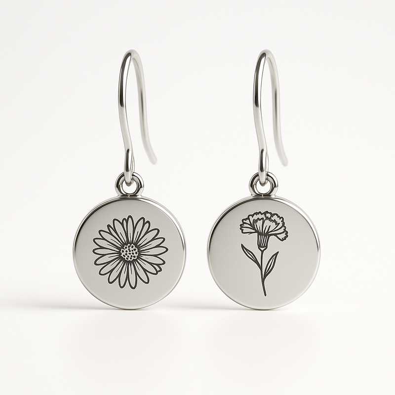 Custom Stainless Steel Birth Flower Earrings: Boost Your Jewelry Business with Personalized Birth Month Floral Dangle Earrings