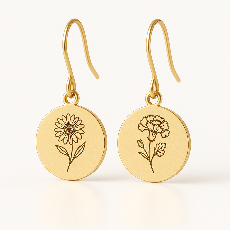 Custom Stainless Steel Birth Flower Earrings: A Trendy and Profitable Addition to Your Jewelry Line with Personalized Gold Floral Drop Earrings and Birth Month Dangle Designs