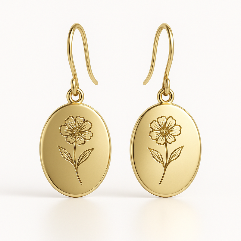 Custom Stainless Steel Birth Flower Earrings: The Trendy Wholesale Option for Birth Month Floral Drop and Gold Dangle Designs
