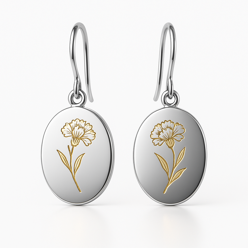 Custom Stainless Steel Birth Flower Earrings: The Perfect Personalized Jewelry for Business Growth with Gold Birth Month Floral Dangle Earrings