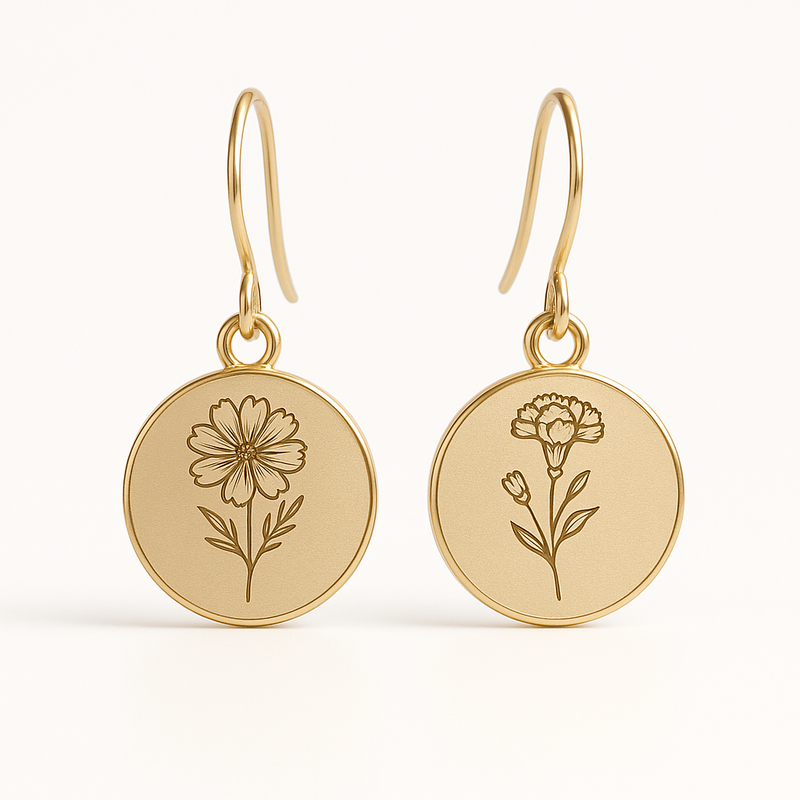 Custom Stainless Steel Birth Flower Earrings: The Perfect Solution for Gold Floral Drop Earrings & Personalized Birth Month Dangle Earrings