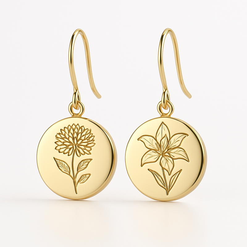 Custom Stainless Steel Birth Flower Earrings: Boost Your Jewelry Business with Personalized Gold Floral Dangle Designs