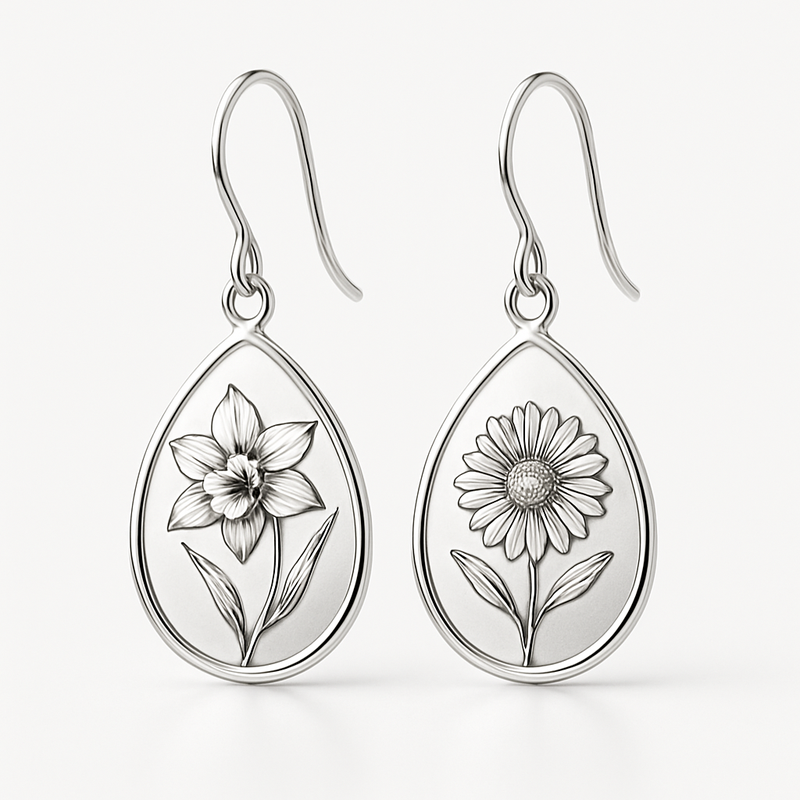 Boost Your Jewelry Brand with Custom Stainless Steel Birth Flower Earrings, Gold Floral Drop Earrings, and Birth Month Dangle Earrings