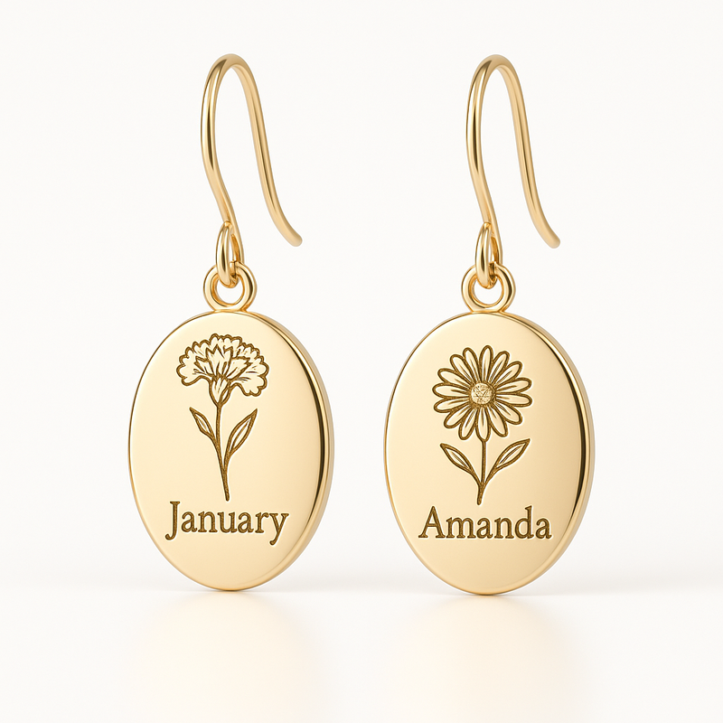 Custom Stainless Steel Birth Flower Earrings: Boost Your Jewelry Line with Personalized Gold Floral Drop Designs
