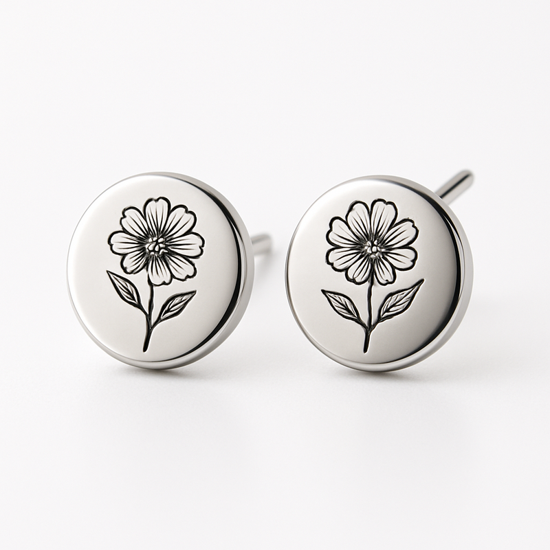 Boost Your Business with Custom Stainless Steel Birth Flower Earrings: Floral Stud Earrings by Birth Month for Personalization and Quality
