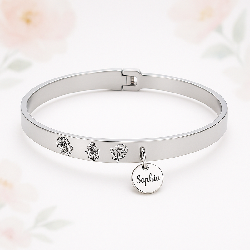 Boost Your Jewelry Business with Custom Stainless Steel Birth Flower Bracelets, Birthday Month Floral Bracelets, and Personalized Floral Birthstone Bracelets