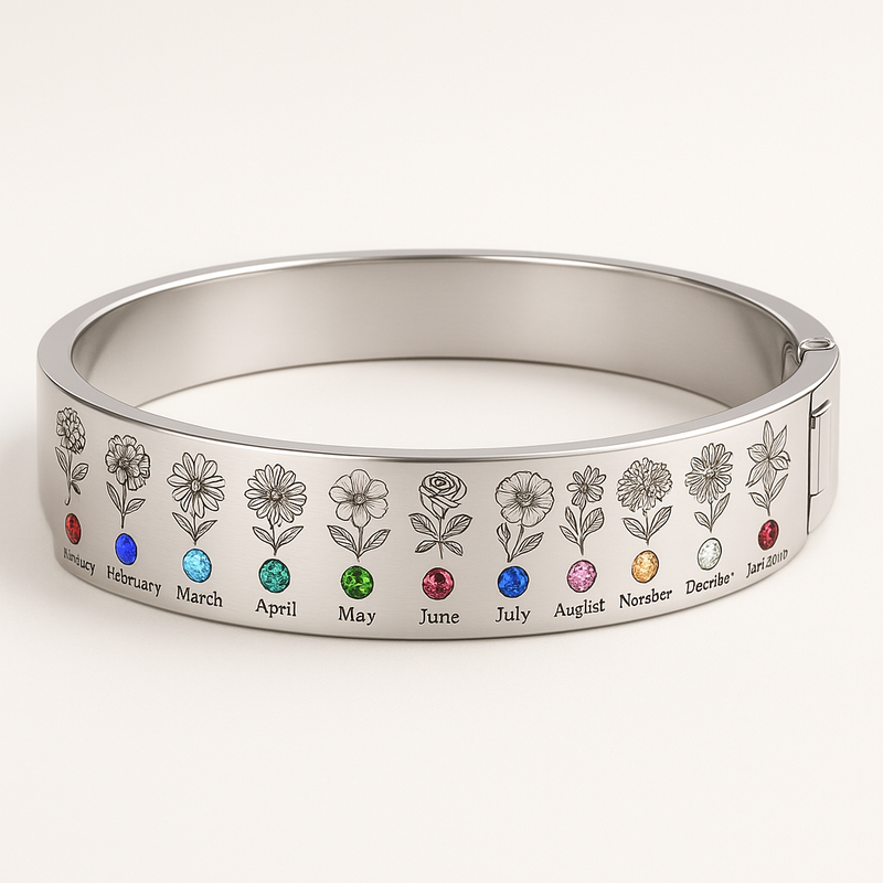 Custom Stainless Steel Birth Flower Bracelet: The Perfect Personalized Birthday Month Floral Bracelet for Your Business