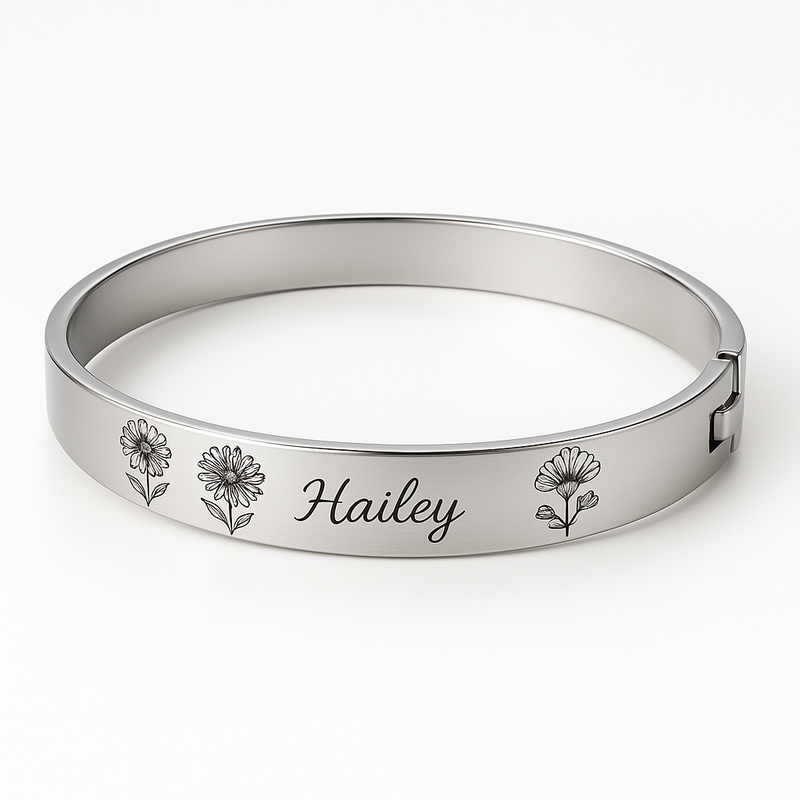 Custom Stainless Steel Birth Flower Bracelet Manufacturing: OEM/ODM Solutions for Personalized Floral Birthday Jewelry