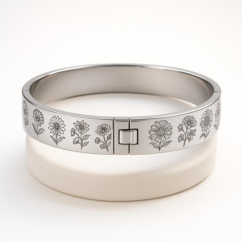 Custom Stainless Steel Birth Flower Bracelet: Elevate Your Jewelry Brand with Personalized Floral Birthday Bracelets & Month Flower Designs