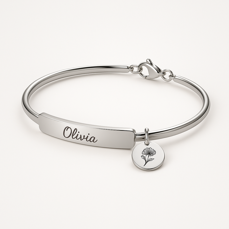 Custom Stainless Steel Birth Flower Bracelet: A Trendy Personalized Jewelry Option for Wholesale Success