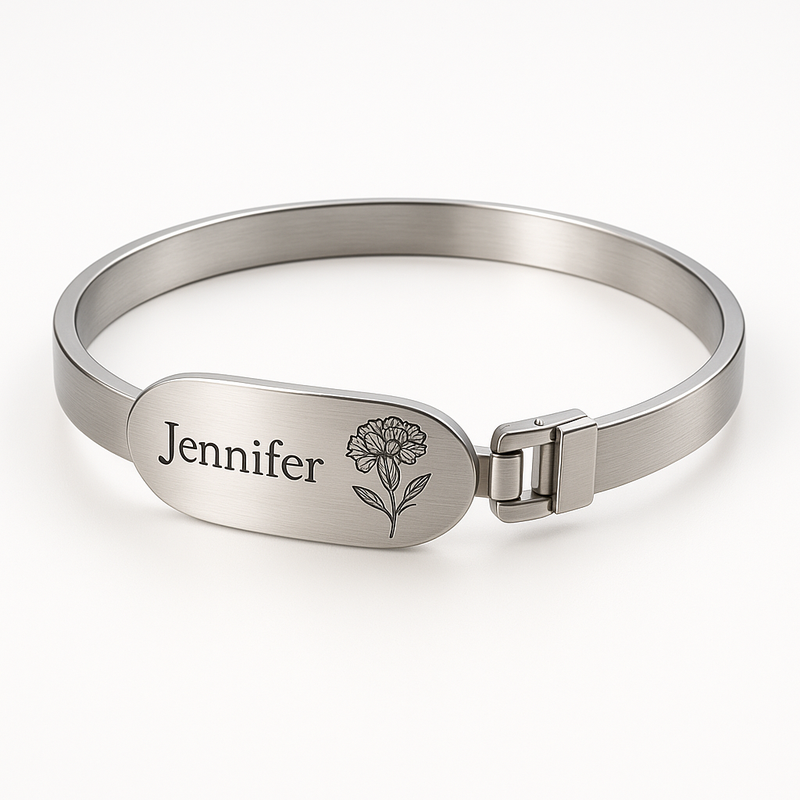 Custom Stainless Steel Birth Flower Bracelet: A Perfect Choice for Personalized Birthday Month Floral Jewelry
