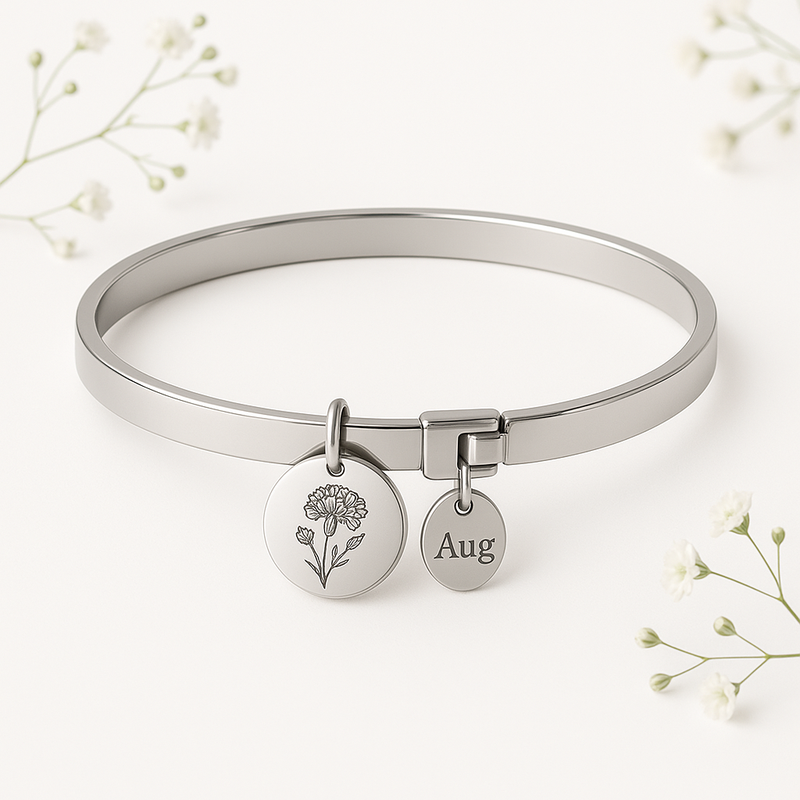 Custom Stainless Steel Birth Flower Bracelet: The Perfect Personalized Birth Month Floral Bracelet for Your Business Growth