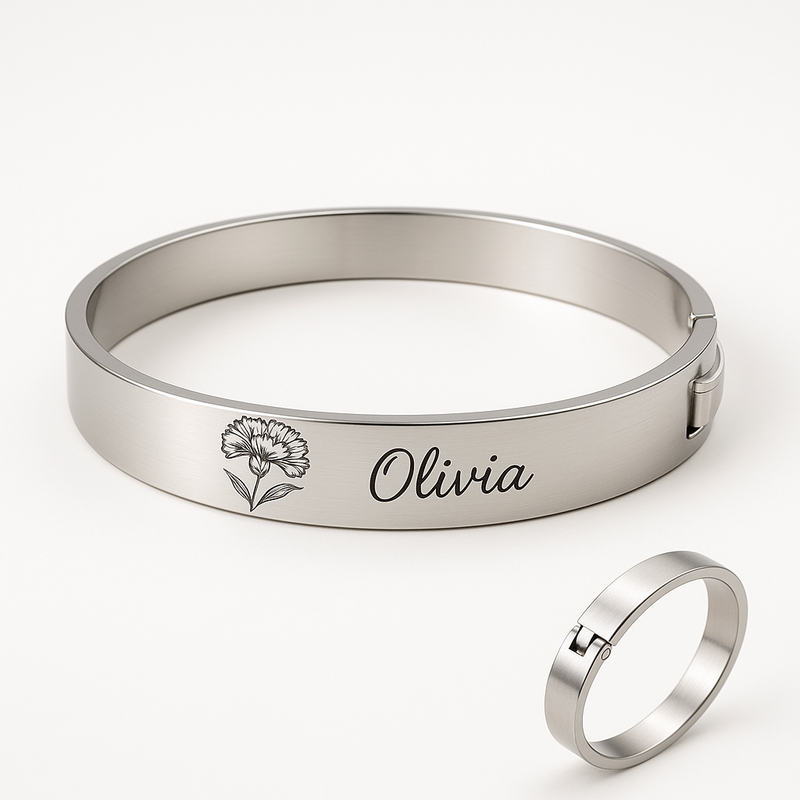 Custom Stainless Steel Birth Flower Bracelet: A Trendy Option for Floral Birthday Month Bracelets and Personalized Jewelry