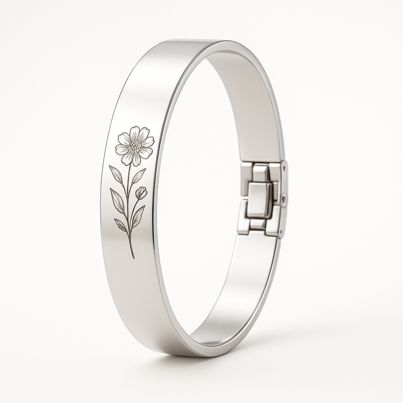 Custom Stainless Steel Birth Flower Bracelet: Elevate Your Brand with Floral Birth Month Bracelets and Personalized Floral Designs