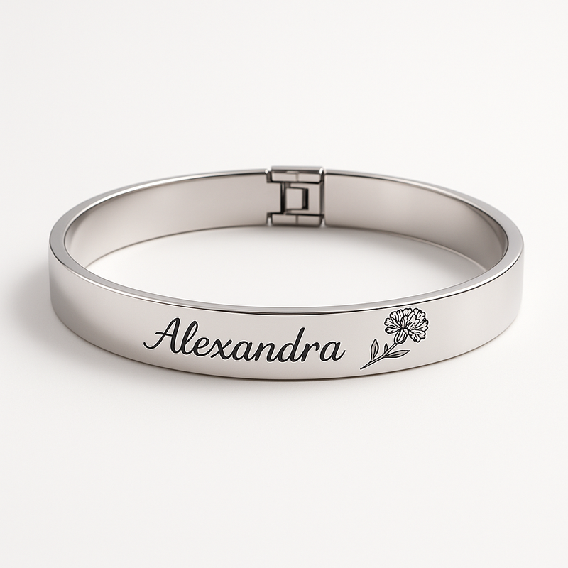 Custom Stainless Steel Birth Flower Bracelet: A Perfect Personalized Floral Birth Month Bracelet for Your Business