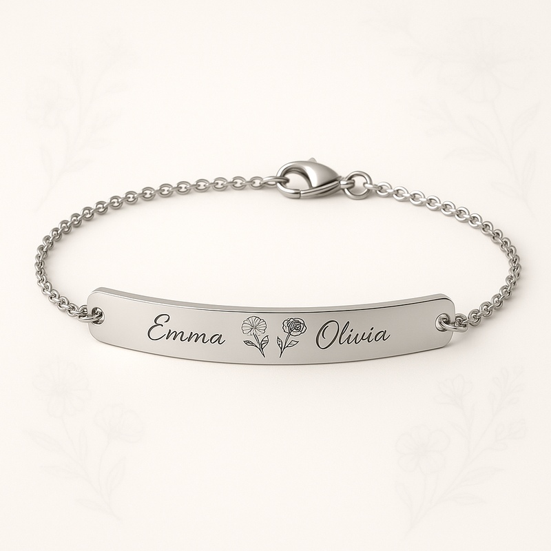 Custom Stainless Steel Birth Flower Bracelet: Elevate Your Jewelry Line with Personalized Birth Month Floral Bracelets and Custom Floral Name Bracelets