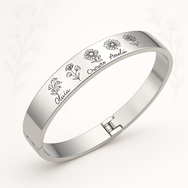 Custom Stainless Steel Birth Flower Bracelet: OEM/ODM Solutions for Personalized Floral Birth Month Jewelry Manufacturing