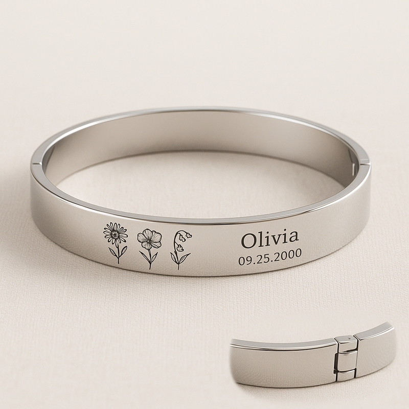Custom Stainless Steel Birth Flower Bracelet: A Unique Personalized Floral Bracelet for Birthdays in Wholesale Manufacturing