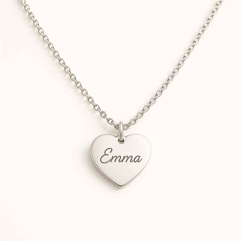 Dainty Romantic Necklace with Personalized Engraving Heart Charm 2 Dainty Romantic Necklace with Personalized Engraving Heart Charm