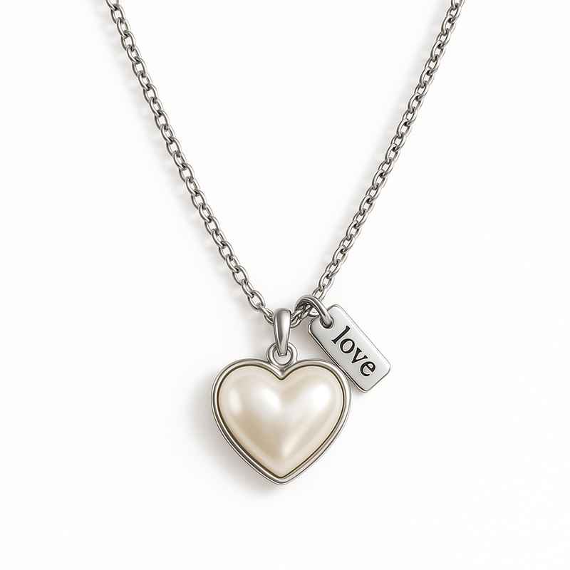 Dainty Romantic Pearl Heart Necklace Personalized Stainless Steel Love Charm 1 Dainty Romantic Pearl Heart Necklace Personalized Stainless Steel Love Charm
