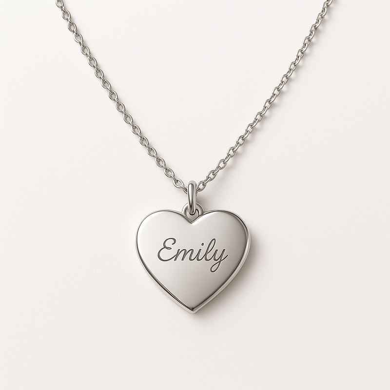 Dainty Romantic Necklace with Personalized Engraving & Heart Charm 1 Dainty Romantic Necklace with Personalized Engraving & Heart Charm