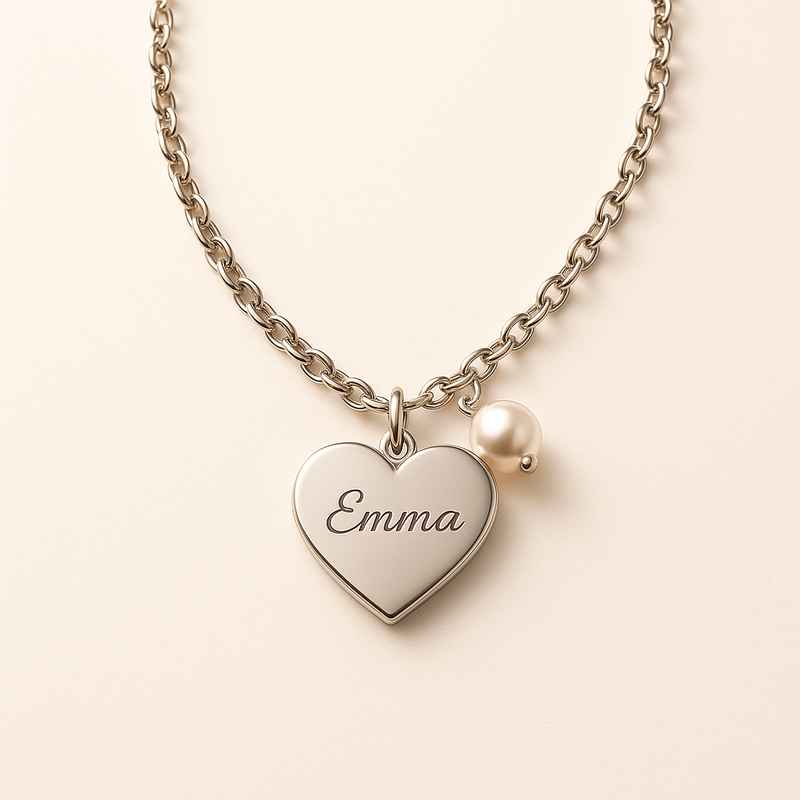Dainty Heart Charm Necklace Personalized Pearl Love Necklace Gift 1 Dainty Heart Charm Necklace Personalized Pearl Love Necklace Gift