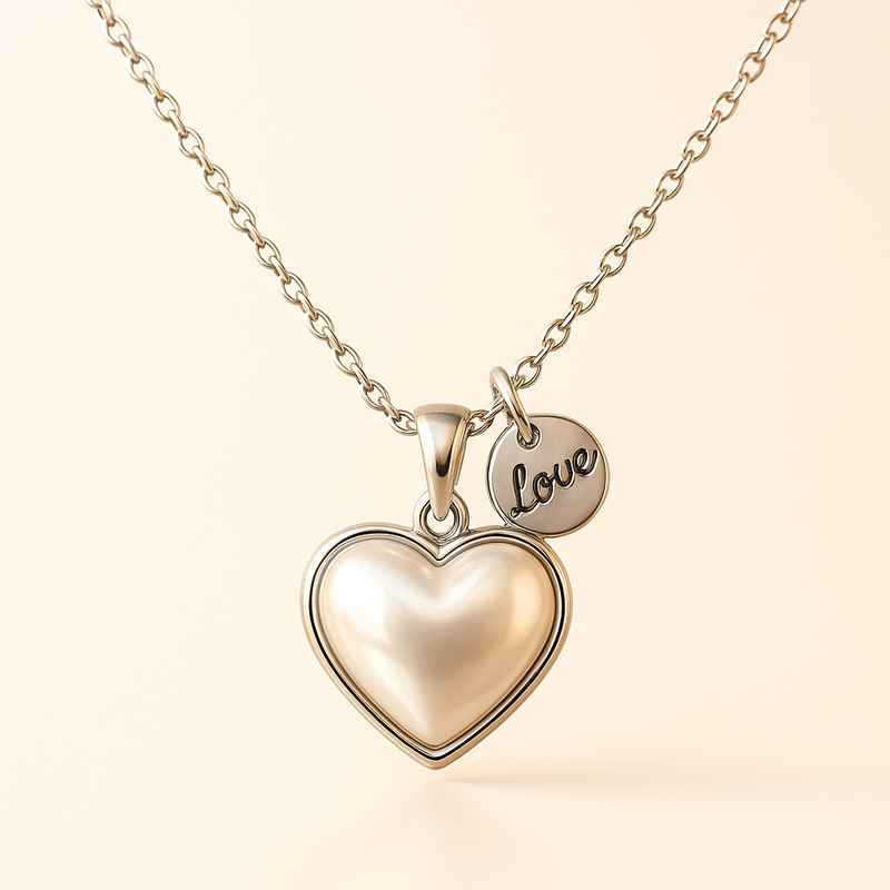 Dainty Romantic Pearl Heart Necklace Personalized Stainless Steel Love Charm Necklace 1 Dainty Romantic Pearl Heart Necklace Personalized Stainless Steel Love Charm Necklace