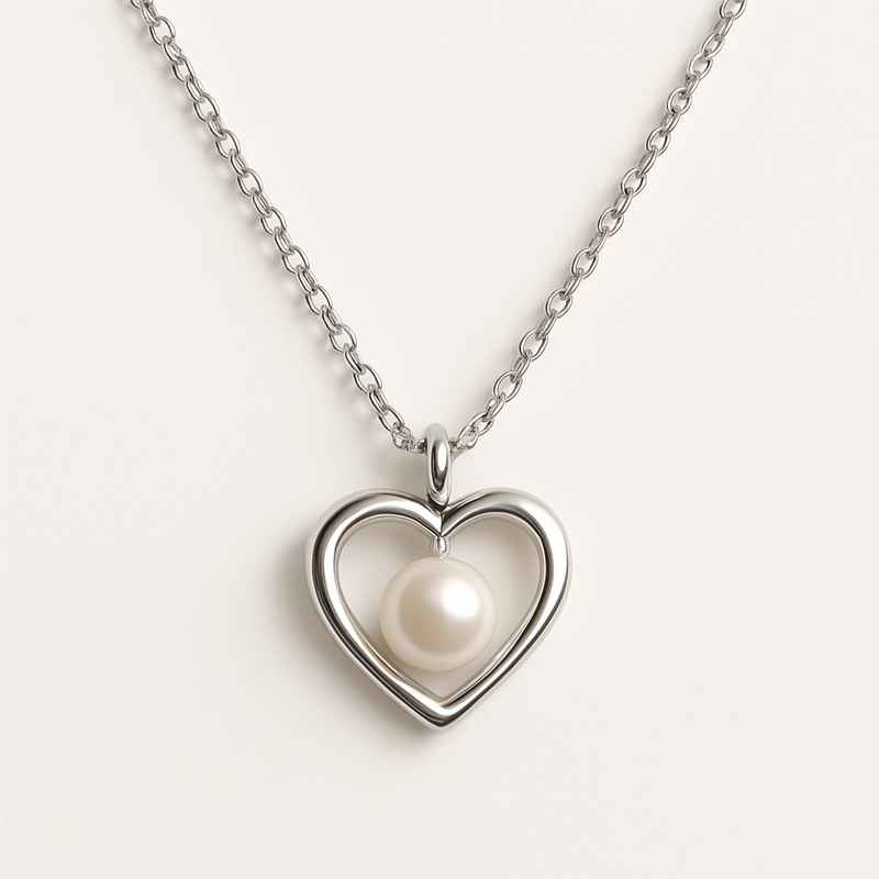 Dainty Stainless Steel Heart Charm Necklace with Personalized Pearl Love Pendant 2 Dainty Stainless Steel Heart Charm Necklace with Personalized Pearl Love Pendant