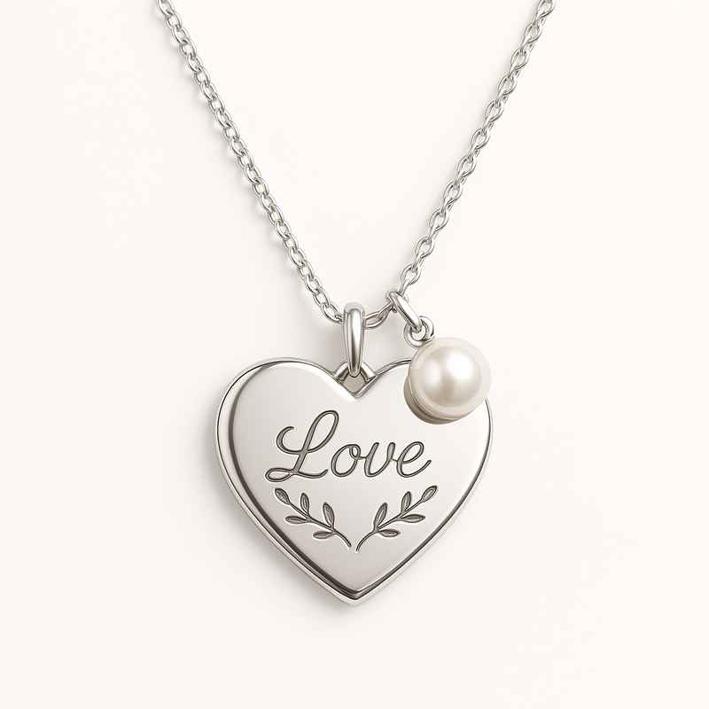 Dainty Stainless Steel Heart Necklace with Personalized Pearl Love Charm 2 Dainty Stainless Steel Heart Necklace with Personalized Pearl Love Charm
