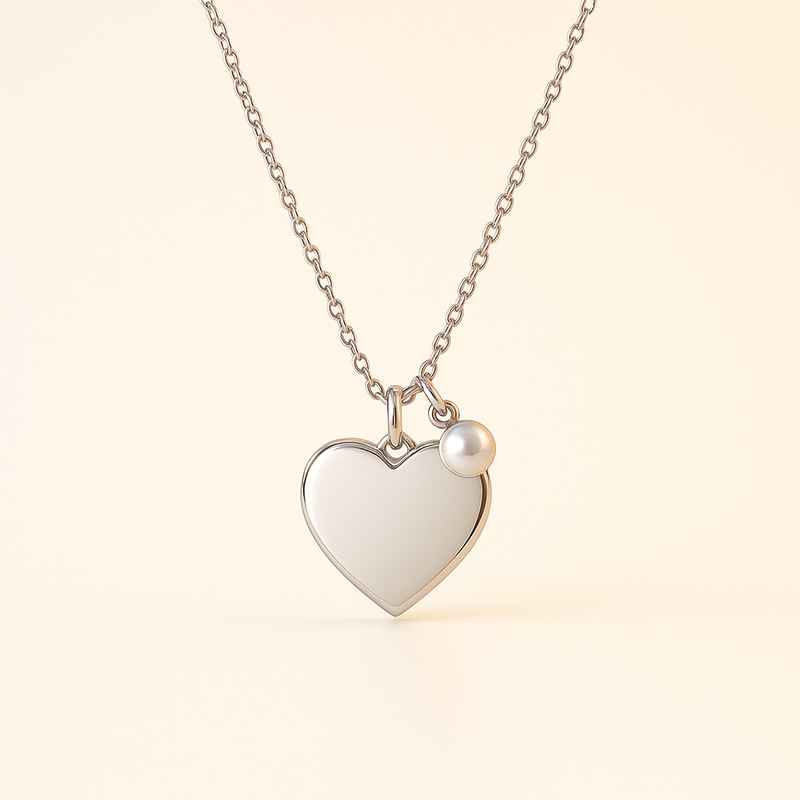Dainty Romantic Personalized Heart Necklace with Pearl Love Charm 2 Dainty Romantic Personalized Heart Necklace with Pearl Love Charm