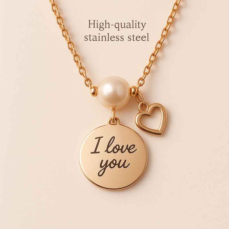 Dainty Romantic Necklace with Personalized Engraving & Pearl Charm 2 Dainty Romantic Necklace with Personalized Engraving & Pearl Charm