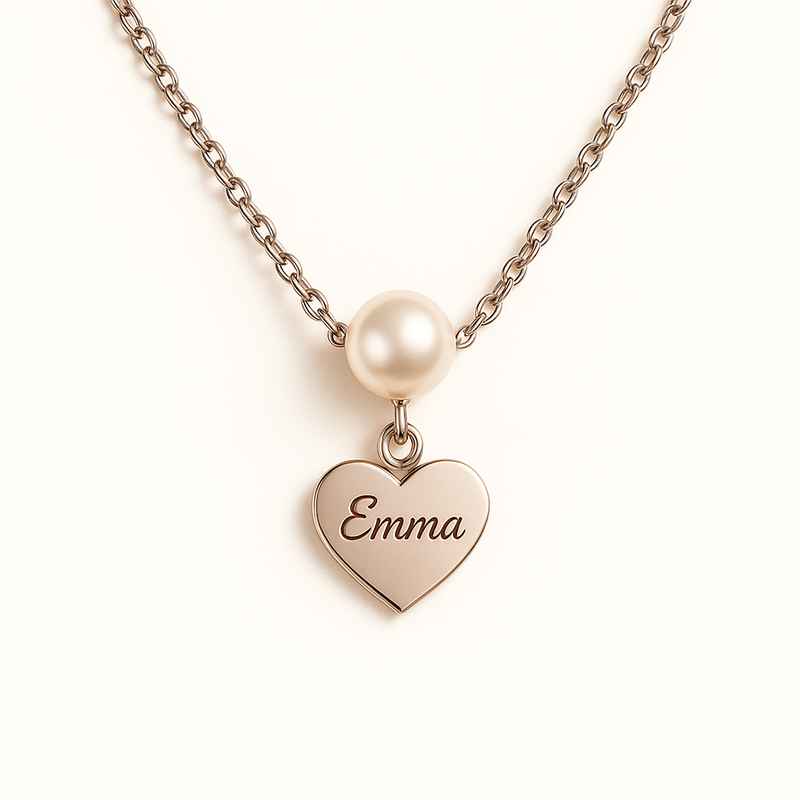 Dainty Heart Charm Necklace - Personalized Pearl Love Necklace 1 Dainty Heart Charm Necklace - Personalized Pearl Love Necklace