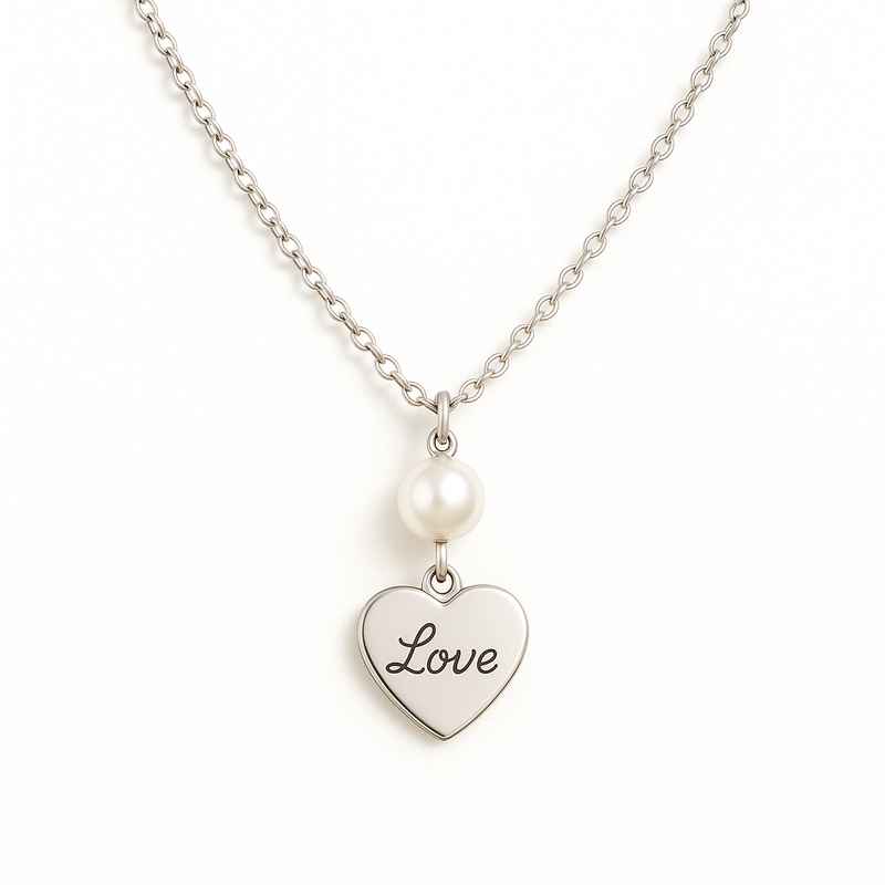 Dainty Romantic Pearl Heart Necklace - Personalized Love Charm Pendant