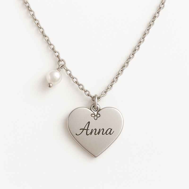 Dainty Romantic Charm Necklace Personalized Engraving Heart Stainless Steel Pearl Love Necklace 1 Dainty Romantic Charm Necklace Personalized Engraving Heart Stainless Steel Pearl Love Necklace