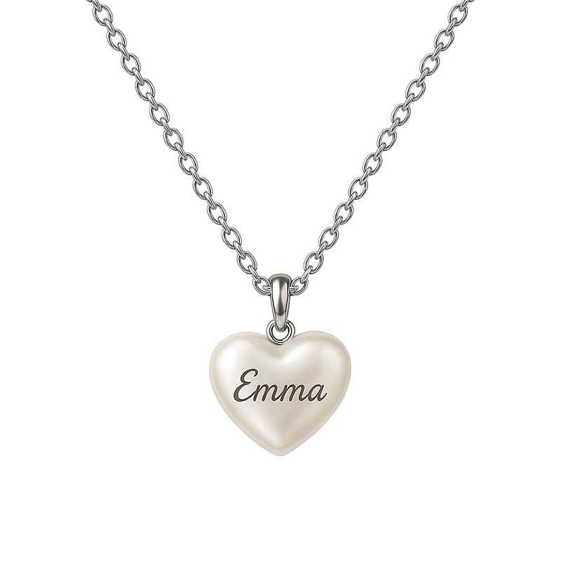 Dainty Romantic Stainless Steel Personalized Necklace with Engraved Pearl Heart Charm – Custom Love Heart Pendant for Her 1 Dainty Romantic Stainless Steel Personalized Necklace with Engraved Pearl Heart Charm – Custom Love Heart Pendant for Her