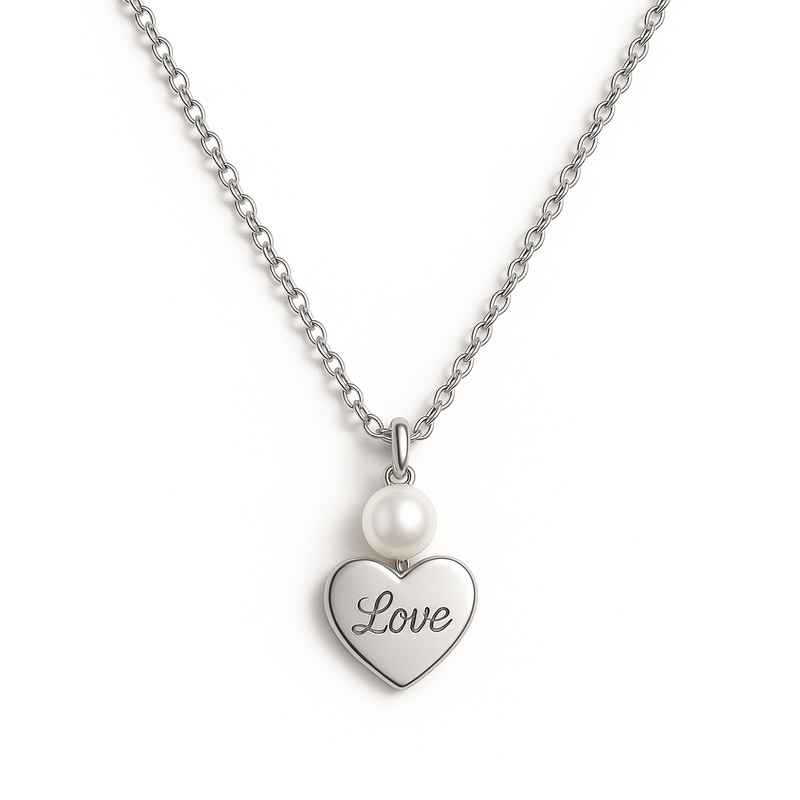 Dainty Romantic Charm Necklace Personalized Pearl Love Heart Necklace Stainless Steel Engraved Love Necklace 1 Dainty Romantic Charm Necklace Personalized Pearl Love Heart Necklace Stainless Steel Engraved Love Necklace