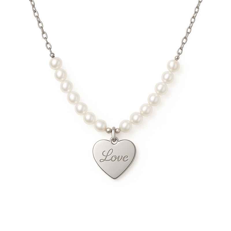 Dainty Romantic Necklace with Personalized Engraving Charm & Pearl Love Heart 1 Dainty Romantic Necklace with Personalized Engraving Charm & Pearl Love Heart