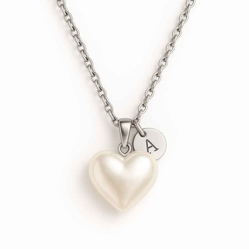 Dainty Romantic Pearl Heart Necklace Personalized Stainless Steel Charm Necklace 1 Dainty Romantic Pearl Heart Necklace Personalized Stainless Steel Charm Necklace