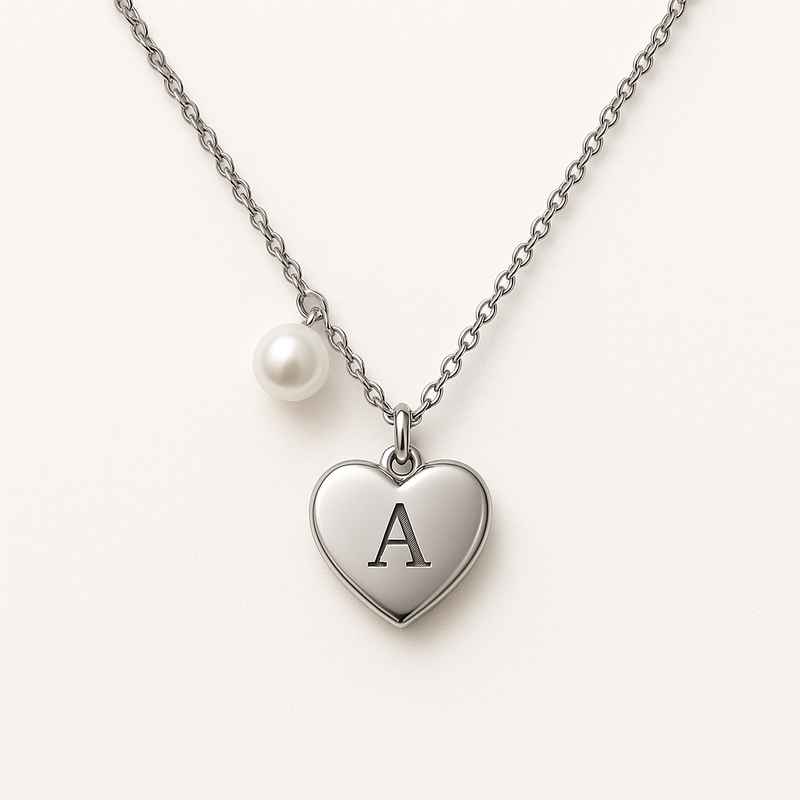 Dainty Heart Charm Necklace Personalized Pearl Stainless Steel Love Necklace