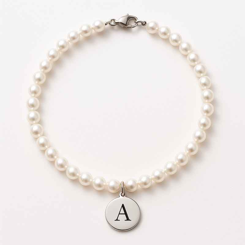 Dainty Romantic Pearl Necklace with Personalized Stainless Steel Charm