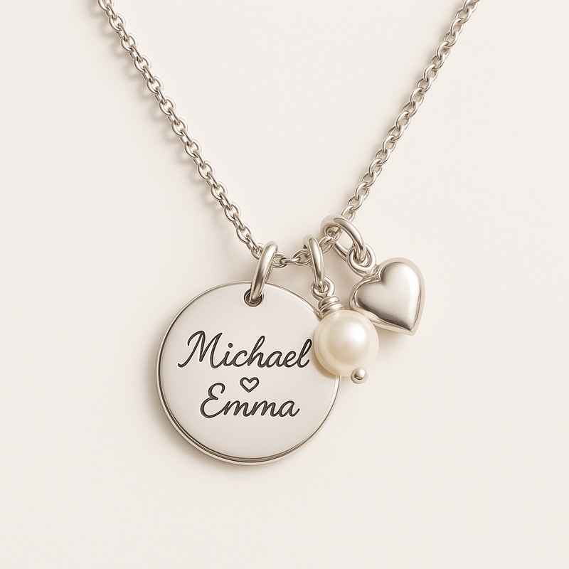 Dainty Heart Charm Necklace Personalized Pearl Love Necklace