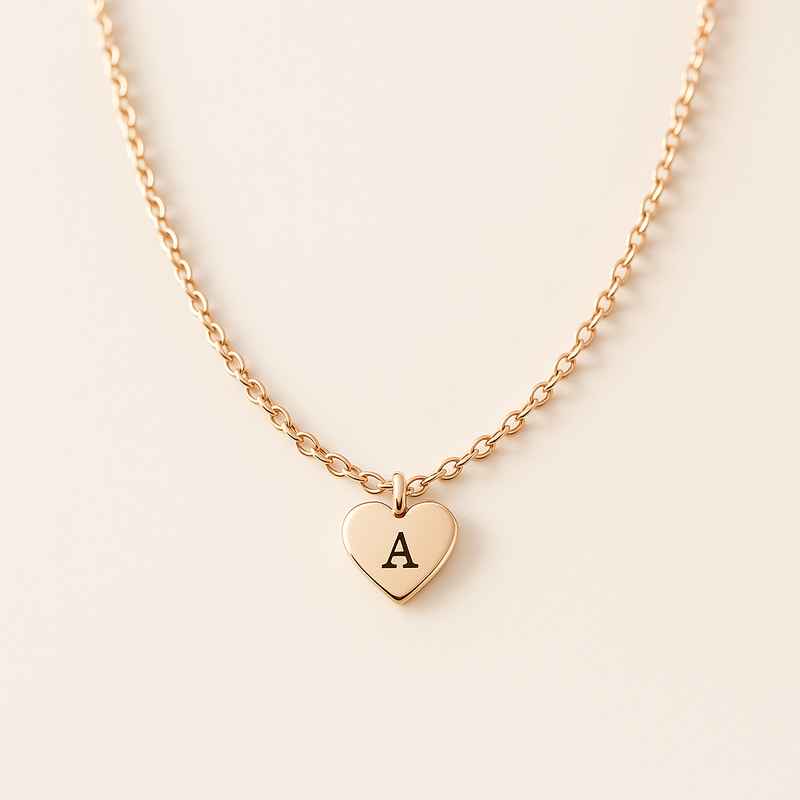 Dainty Romantic Necklace with Personalized Heart Charm Pendant