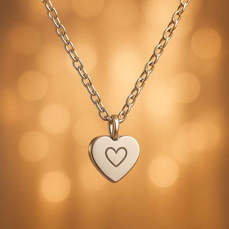 Dainty Romantic Heart Necklace with Personalized Stainless Steel Charm