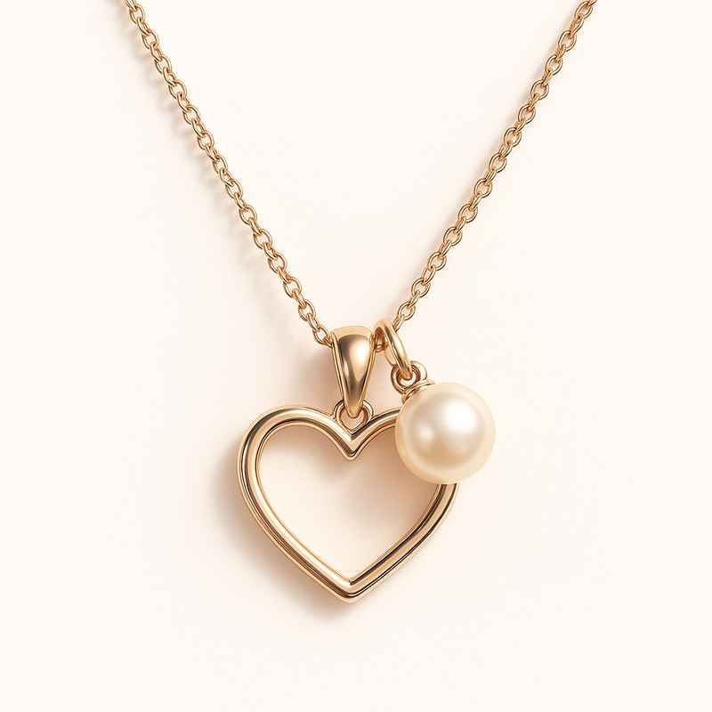 Dainty Personalized Heart Necklace with Romantic Pearl Charm Pendant