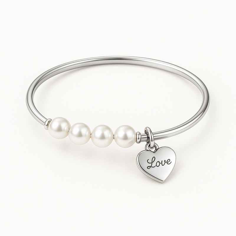 Dainty Romantic Pearl Charm Bracelet Personalized Stainless Steel Love Heart Bracelet Engraved Pearl Love Charm Bracelet 1 Dainty Romantic Pearl Charm Bracelet Personalized Stainless Steel Love Heart Bracelet Engraved Pearl Love Charm Bracelet